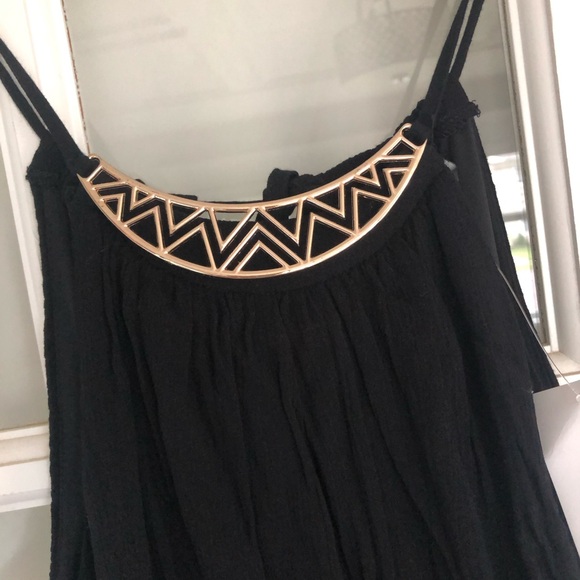 *New/w/tags. Crepe Jumpsuit w/ attached gold-toned necklace - Picture 3 of 3